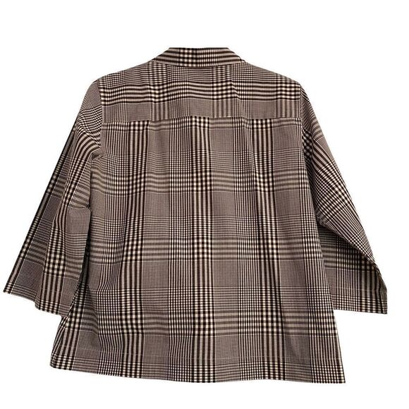 Orvis Houndstooth Cotton Blend Stretch Blouse 3/4 Sleeves Black + White Small - Picture 4 of 6